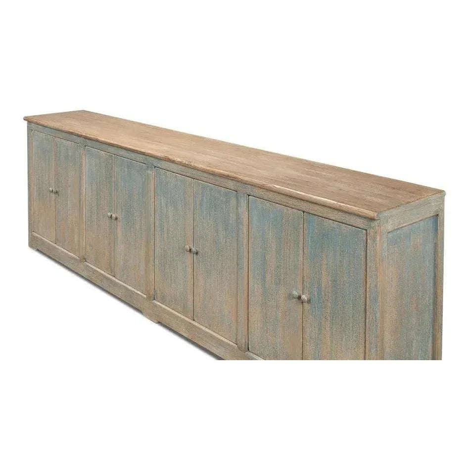 Eight Is Enough Extra Wide Sideboard Antique Blue - LOOMLAN - Sarreid - Sideboards