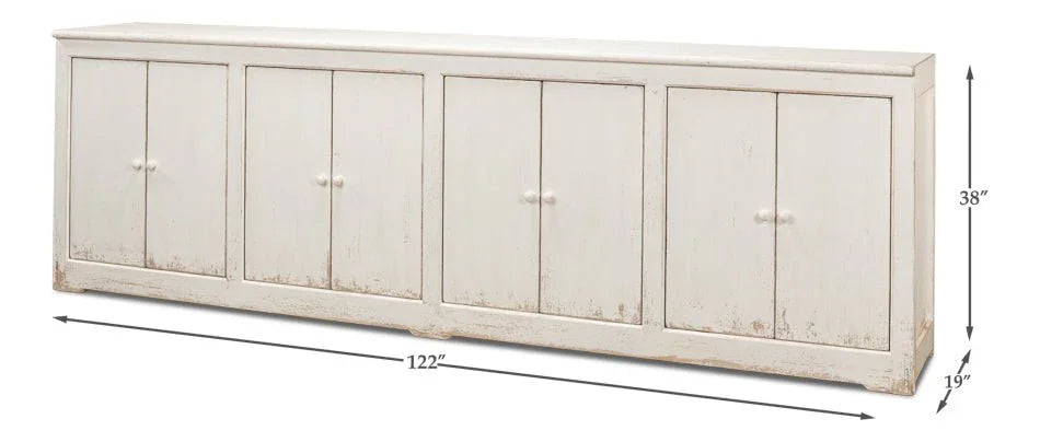 Eight Is Enough Whitewash Wood Sideboard - LOOMLAN - Sarreid - Sideboards