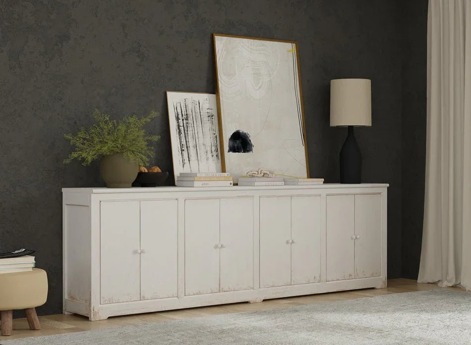 Eight Is Enough Whitewash Wood Sideboard - LOOMLAN - Sarreid - Sideboards