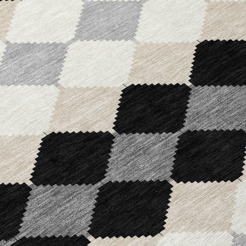 Eira Black Washable Indoor-Outdoor Rug-Outdoor Rugs-LOOMLAN Rugs-LOOMLAN