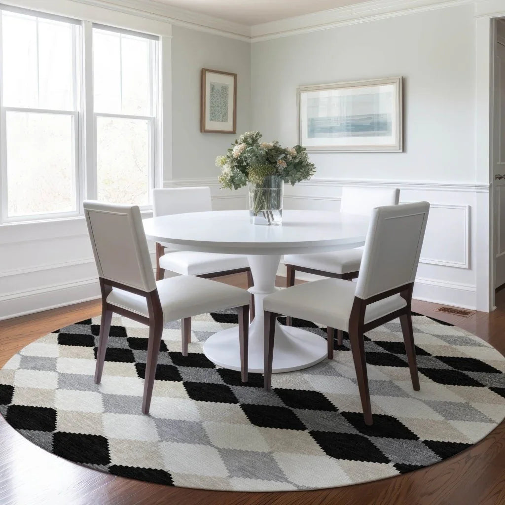 Eira Black Washable Indoor-Outdoor Rug-Outdoor Rugs-LOOMLAN Rugs-LOOMLAN