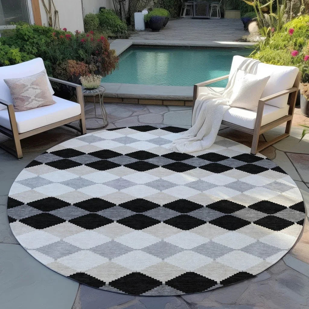 Eira Black Washable Indoor-Outdoor Rug-Outdoor Rugs-LOOMLAN Rugs-LOOMLAN