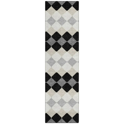 Eira Black Washable Indoor-Outdoor Rug-Outdoor Rugs-LOOMLAN Rugs-2'3" x 7'6"-LOOMLAN
