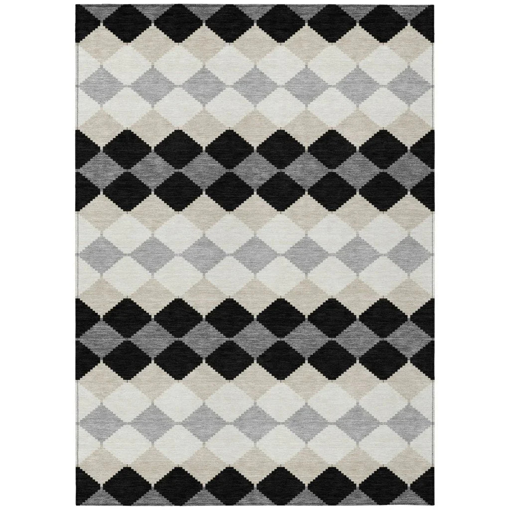 Eira Black Washable Indoor-Outdoor Rug-Outdoor Rugs-LOOMLAN Rugs-2'6" x 3'10"-LOOMLAN