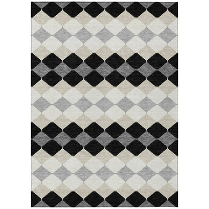 Eira Black Washable Indoor-Outdoor Rug-Outdoor Rugs-LOOMLAN Rugs-2'6" x 3'10"-LOOMLAN
