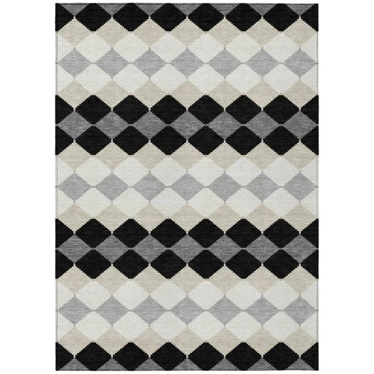 Eira Black Washable Indoor-Outdoor Rug-Outdoor Rugs-LOOMLAN Rugs-2'6" x 3'10"-LOOMLAN