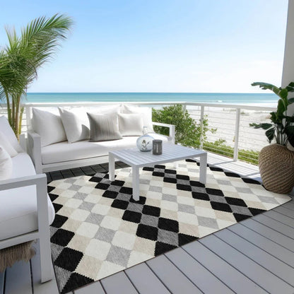 Eira Black Washable Indoor-Outdoor Rug-Outdoor Rugs-LOOMLAN Rugs-LOOMLAN