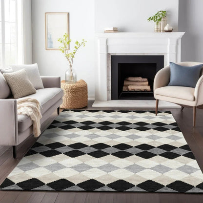 Eira Black Washable Indoor-Outdoor Rug-Outdoor Rugs-LOOMLAN Rugs-LOOMLAN