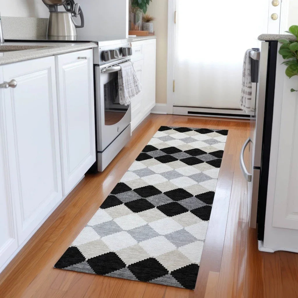 Eira Black Washable Indoor-Outdoor Rug-Outdoor Rugs-LOOMLAN Rugs-LOOMLAN