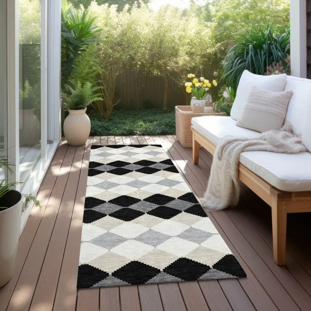 Eira Black Washable Indoor-Outdoor Rug-Outdoor Rugs-LOOMLAN Rugs-LOOMLAN