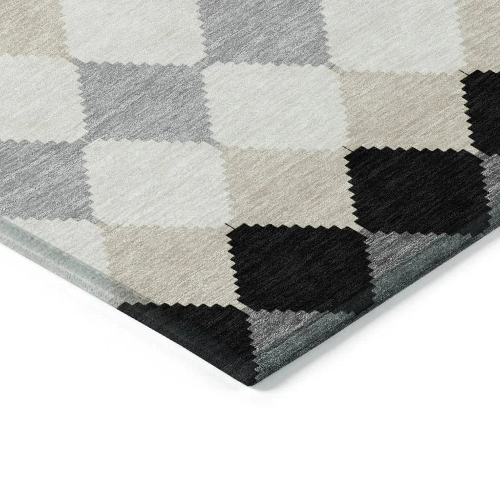 Eira Black Washable Indoor-Outdoor Rug-Outdoor Rugs-LOOMLAN Rugs-LOOMLAN