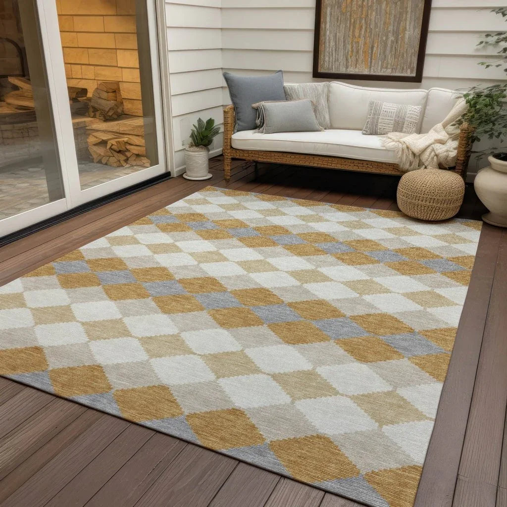 Eira Gold Washable Indoor-Outdoor Rug-Outdoor Rugs-LOOMLAN Rugs-LOOMLAN