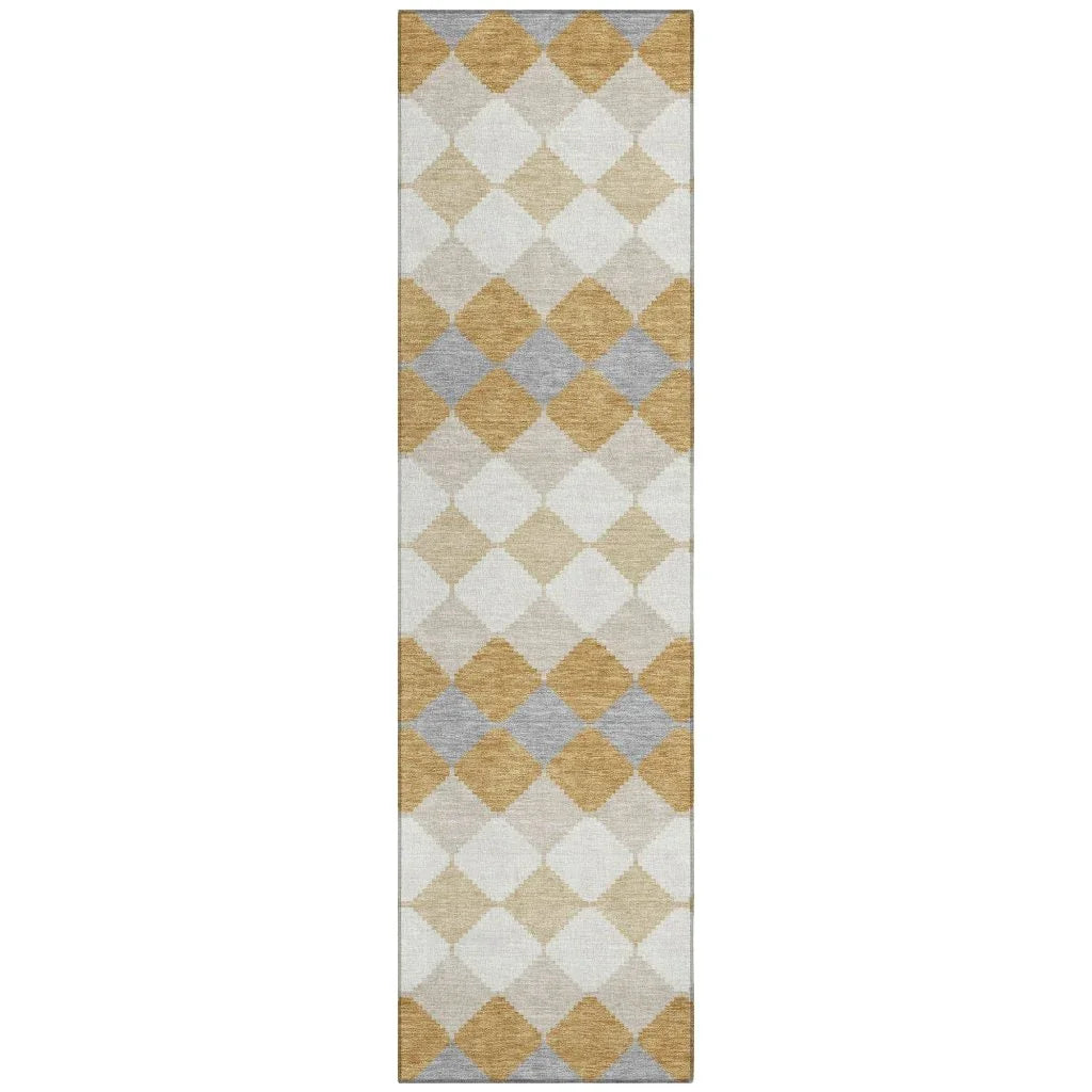 Eira Gold Washable Indoor-Outdoor Rug-Outdoor Rugs-LOOMLAN Rugs-2'3" x 7'6"-LOOMLAN