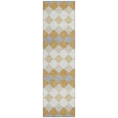 Eira Gold Washable Indoor-Outdoor Rug-Outdoor Rugs-LOOMLAN Rugs-2'3" x 7'6"-LOOMLAN