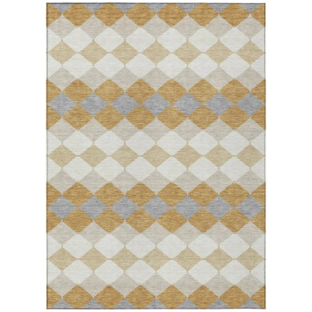 Eira Gold Washable Indoor-Outdoor Rug-Outdoor Rugs-LOOMLAN Rugs-2'6" x 3'10"-LOOMLAN
