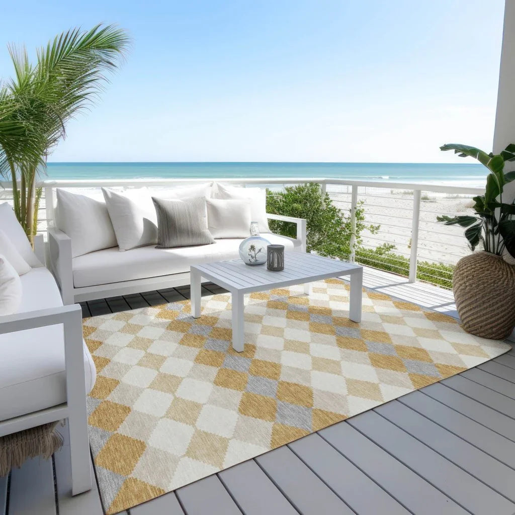 Eira Gold Washable Indoor-Outdoor Rug-Outdoor Rugs-LOOMLAN Rugs-LOOMLAN