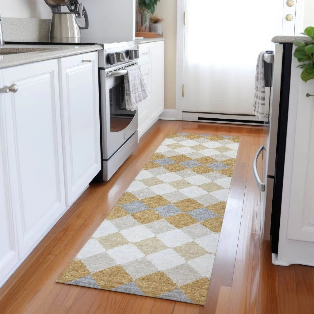 Eira Gold Washable Indoor-Outdoor Rug-Outdoor Rugs-LOOMLAN Rugs-LOOMLAN