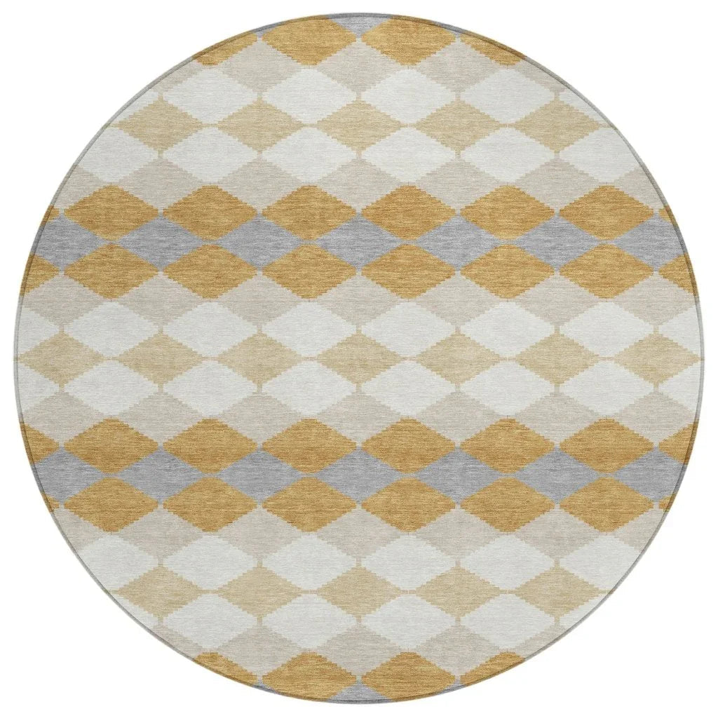 Eira Gold Washable Indoor-Outdoor Rug-Outdoor Rugs-LOOMLAN Rugs-8' x 8'-LOOMLAN