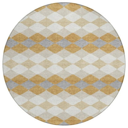 Eira Gold Washable Indoor-Outdoor Rug-Outdoor Rugs-LOOMLAN Rugs-8' x 8'-LOOMLAN