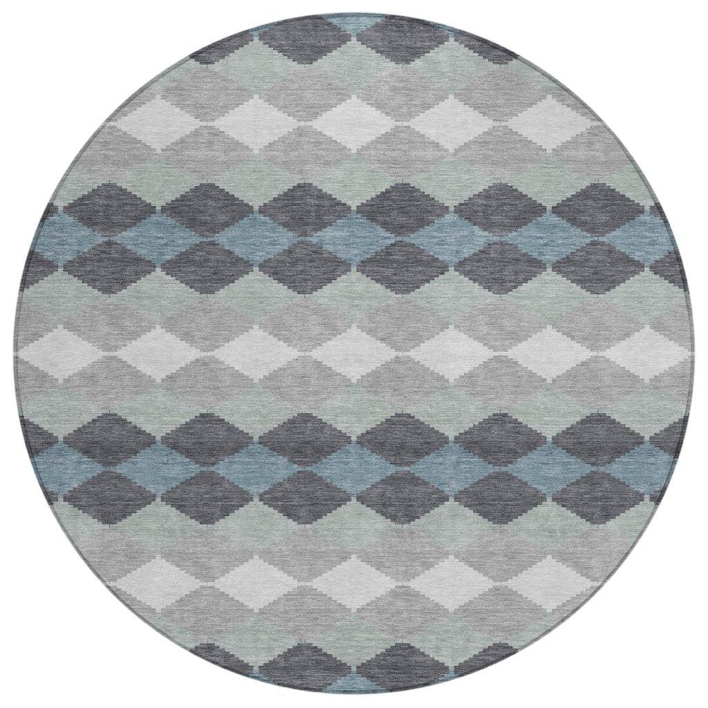 Eira Gray Washable Indoor-Outdoor Rug-Outdoor Rugs-LOOMLAN Rugs-8' x 8'-LOOMLAN