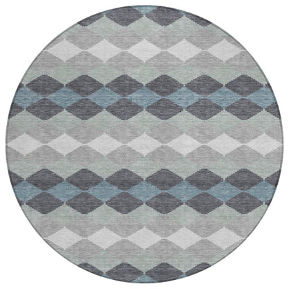 Eira Gray Washable Indoor-Outdoor Rug-Outdoor Rugs-LOOMLAN Rugs-8' x 8'-LOOMLAN