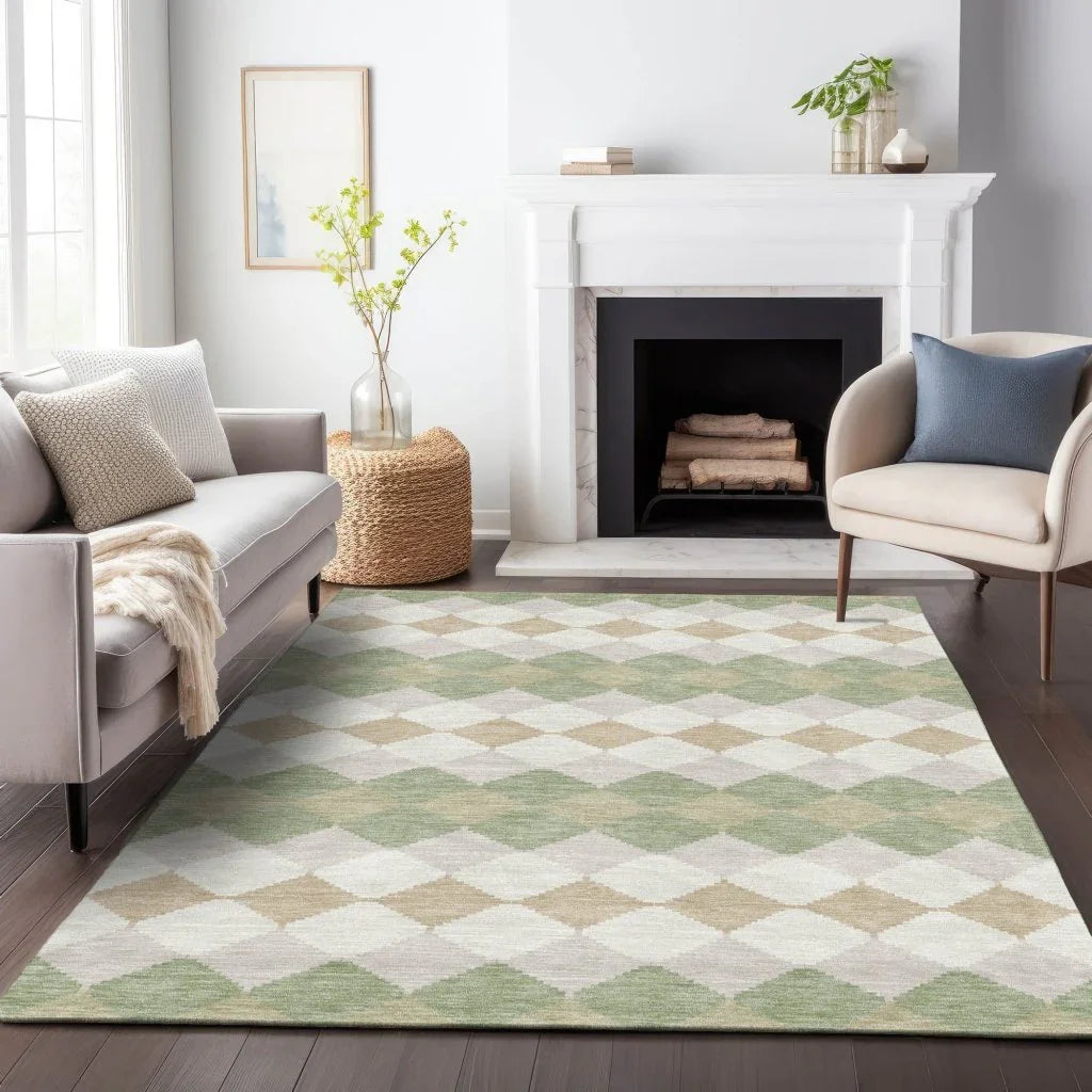 Eira Green Washable Indoor-Outdoor Rug-Outdoor Rugs-LOOMLAN Rugs-LOOMLAN