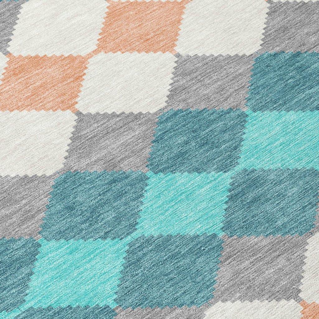 Eira Teal Washable Indoor-Outdoor Rug-Outdoor Rugs-LOOMLAN Rugs-LOOMLAN