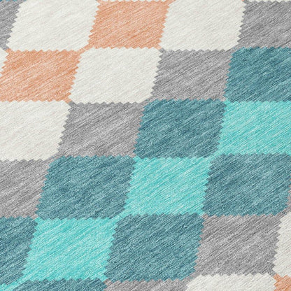 Eira Teal Washable Indoor-Outdoor Rug-Outdoor Rugs-LOOMLAN Rugs-LOOMLAN