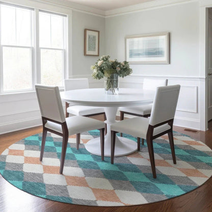 Eira Teal Washable Indoor-Outdoor Rug-Outdoor Rugs-LOOMLAN Rugs-LOOMLAN