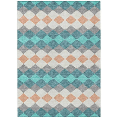 Eira Teal Washable Indoor-Outdoor Rug-Outdoor Rugs-LOOMLAN Rugs-2'6" x 3'10"-LOOMLAN