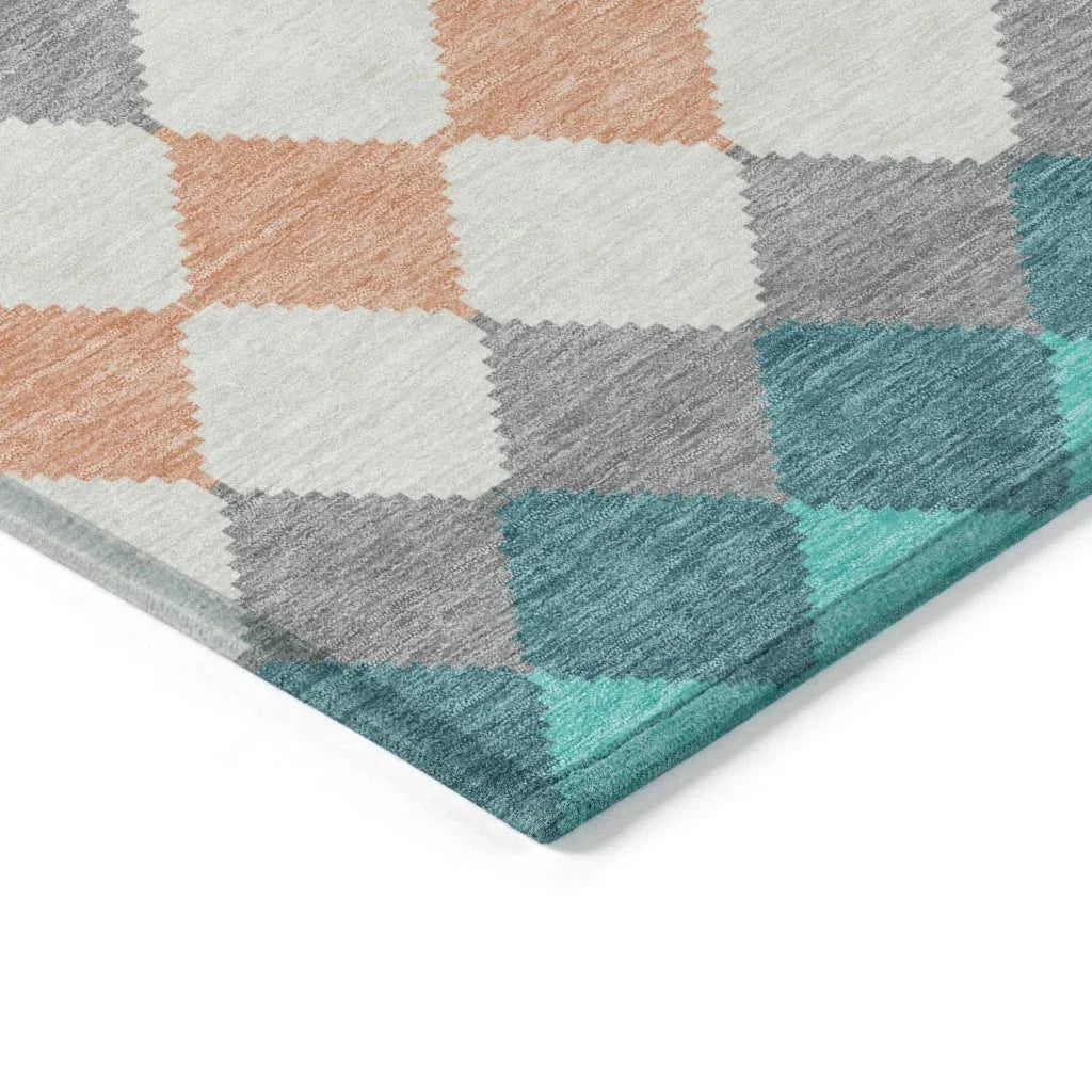 Eira Teal Washable Indoor-Outdoor Rug-Outdoor Rugs-LOOMLAN Rugs-LOOMLAN