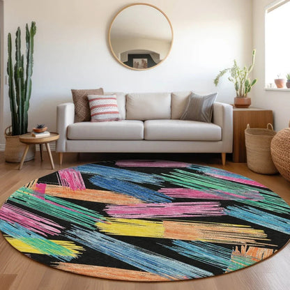 Elain Black Washable Indoor - Outdoor Rug - LOOMLAN - LOOMLAN Rugs - Outdoor Rugs