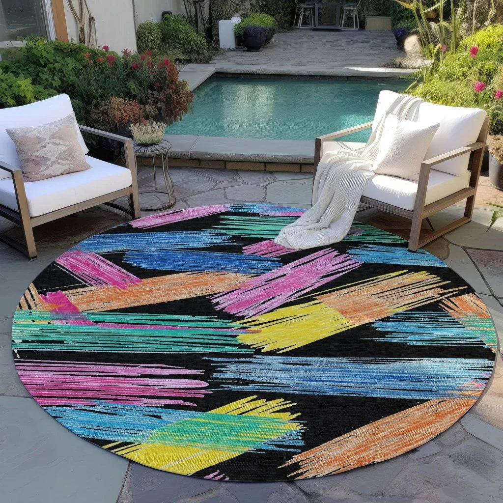 Elain Black Washable Indoor - Outdoor Rug - LOOMLAN - LOOMLAN Rugs - Outdoor Rugs