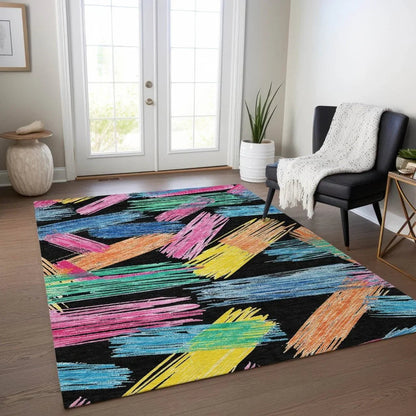 Elain Black Washable Indoor - Outdoor Rug - LOOMLAN - LOOMLAN Rugs - Outdoor Rugs