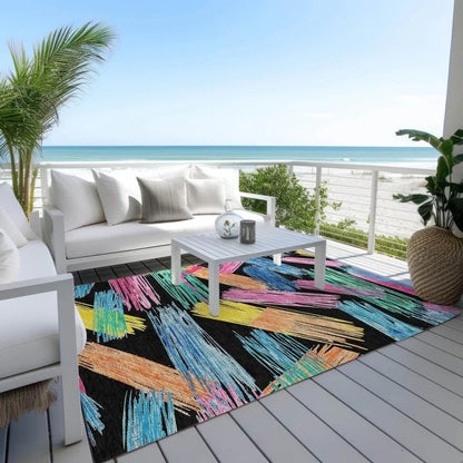 Elain Black Washable Indoor - Outdoor Rug - LOOMLAN - LOOMLAN Rugs - Outdoor Rugs