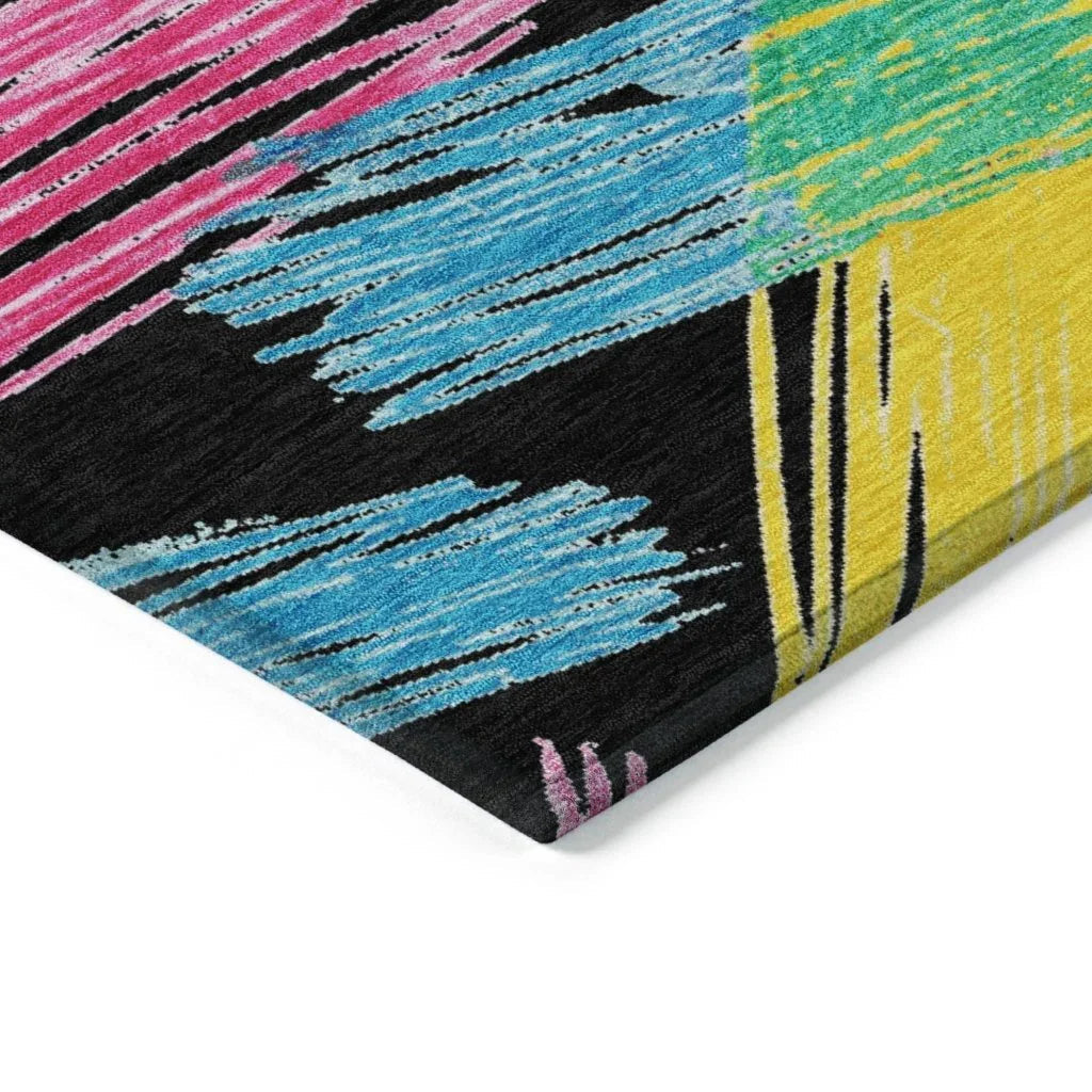 Elain Black Washable Indoor - Outdoor Rug - LOOMLAN - LOOMLAN Rugs - Outdoor Rugs