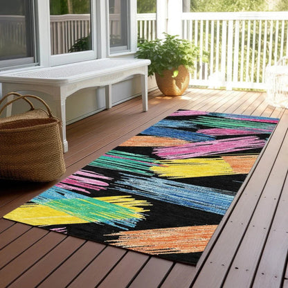 Elain Black Washable Indoor - Outdoor Rug - LOOMLAN - LOOMLAN Rugs - Outdoor Rugs