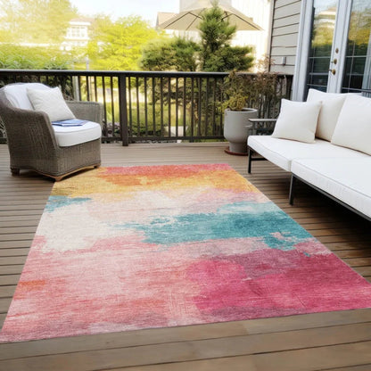 Elanisse Pink Washable Indoor - Outdoor Rug - LOOMLAN - LOOMLAN Rugs - Outdoor Rugs