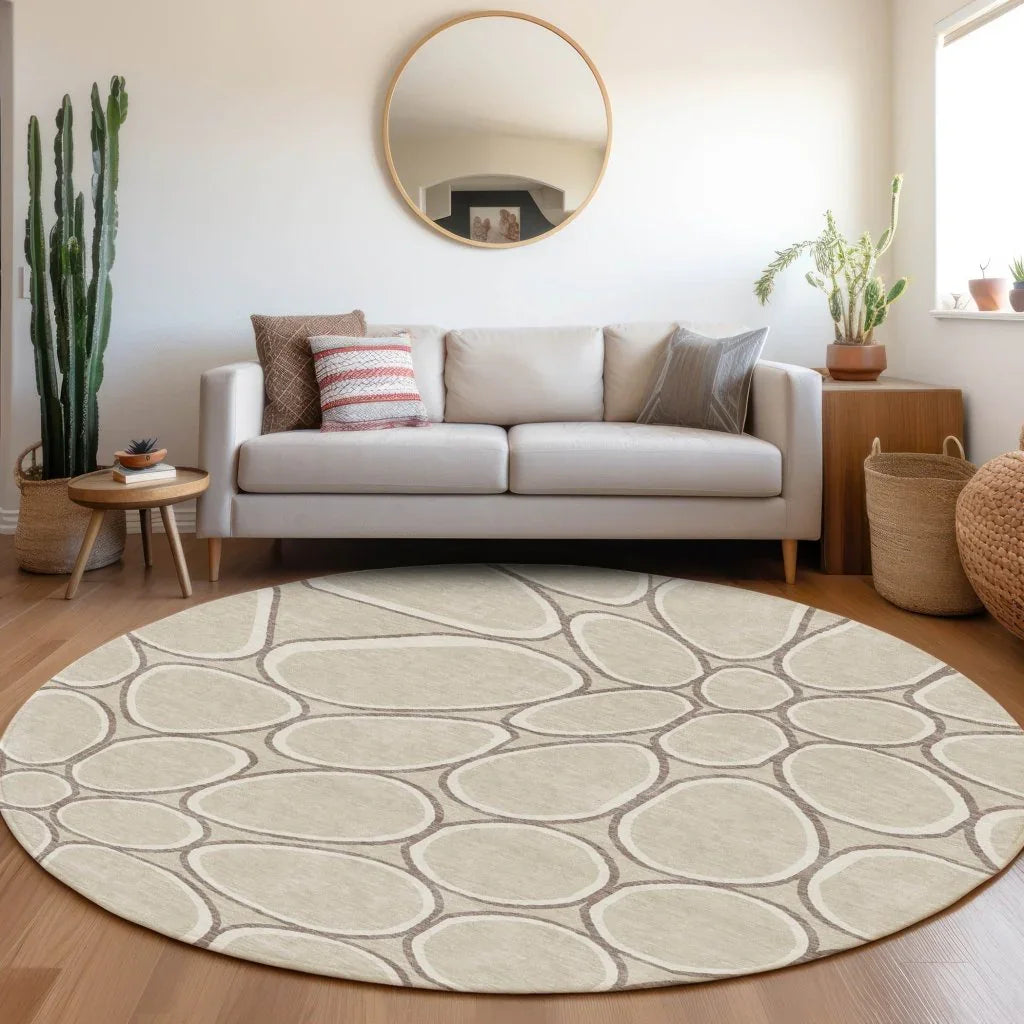 Elantra Beige Washable Indoor-Outdoor Rug-Outdoor Rugs-LOOMLAN Rugs-LOOMLAN