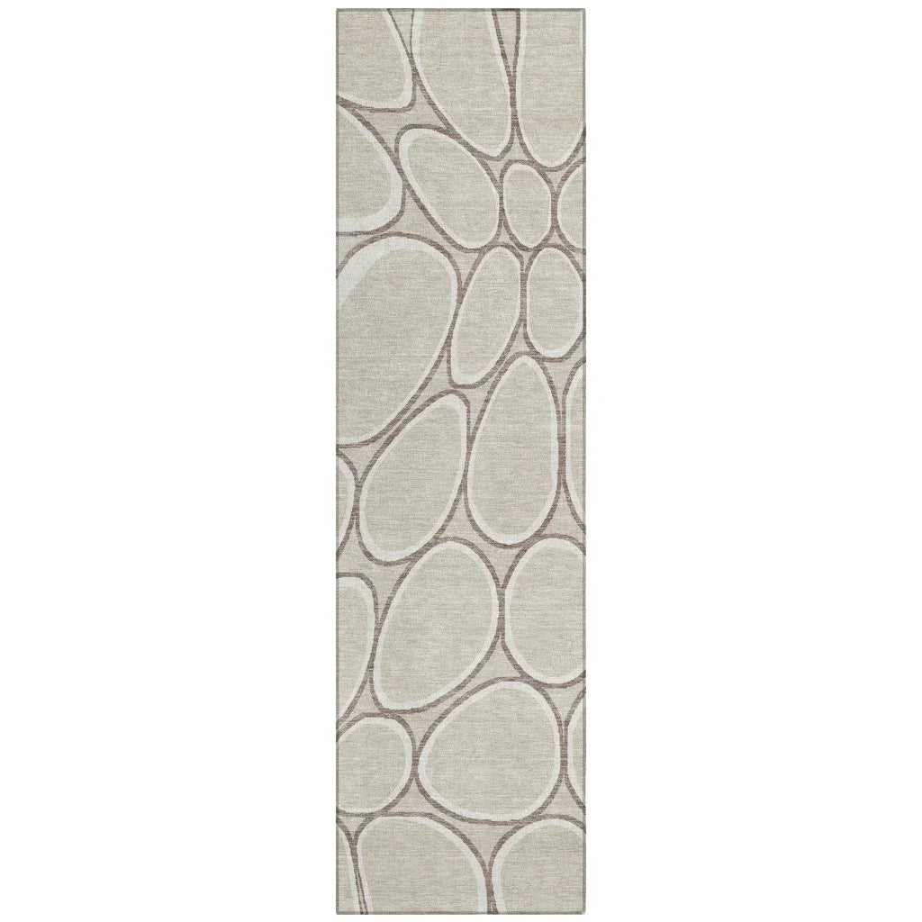 Elantra Beige Washable Indoor-Outdoor Rug-Outdoor Rugs-LOOMLAN Rugs-2'3" x 7'6"-LOOMLAN