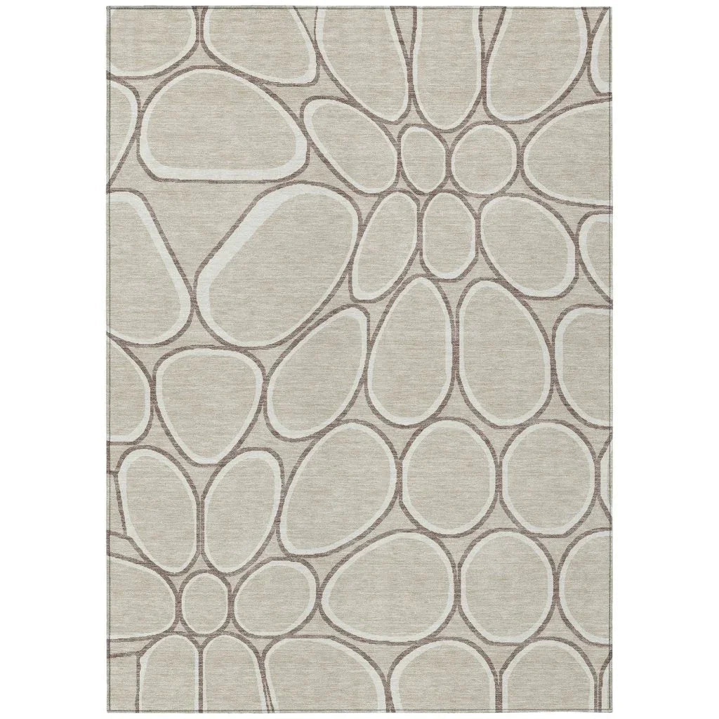 Elantra Beige Washable Indoor-Outdoor Rug-Outdoor Rugs-LOOMLAN Rugs-2'6" x 3'10"-LOOMLAN