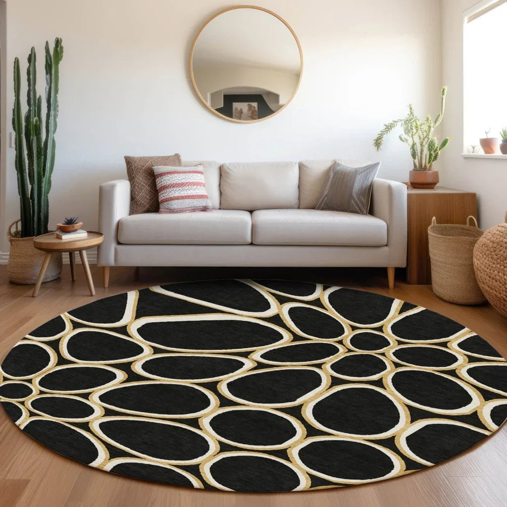 Elantra Black Washable Indoor-Outdoor Rug-Outdoor Rugs-LOOMLAN Rugs-LOOMLAN