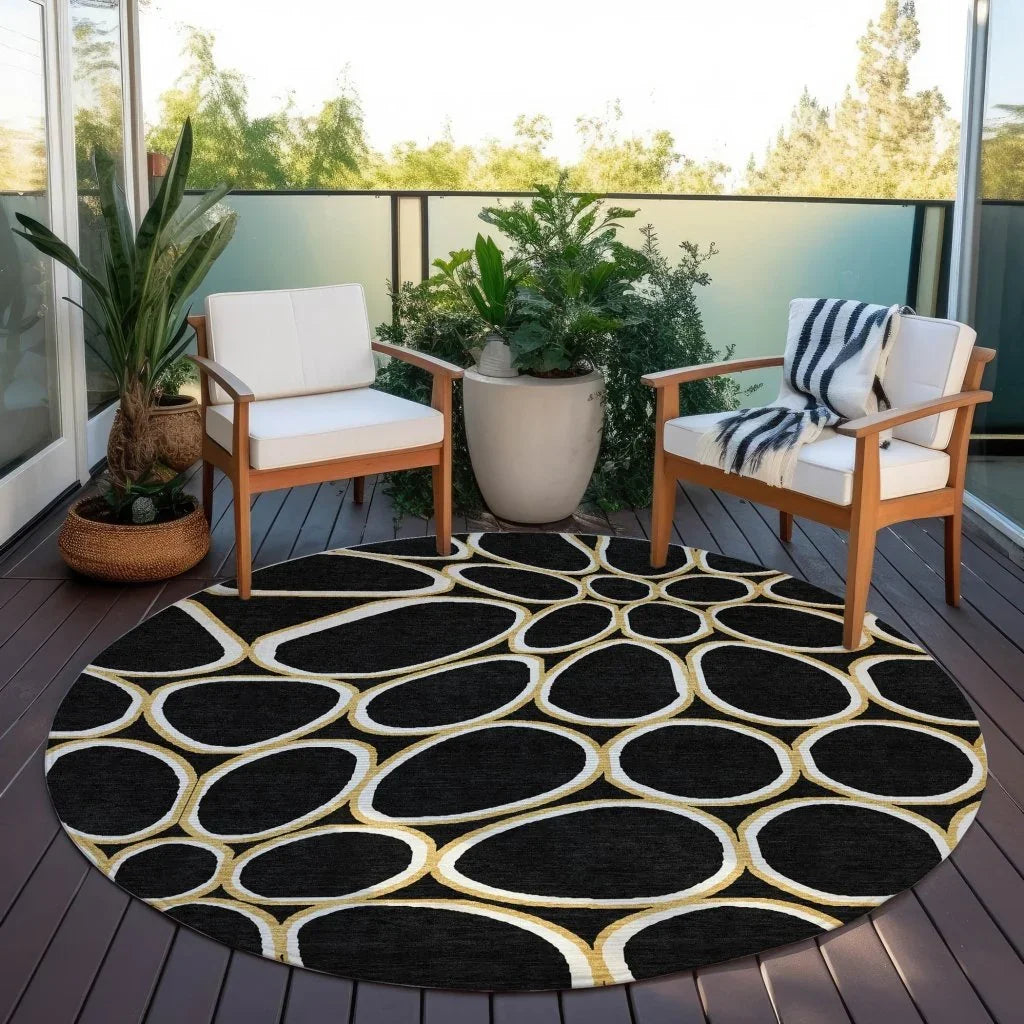 Elantra Black Washable Indoor-Outdoor Rug-Outdoor Rugs-LOOMLAN Rugs-LOOMLAN