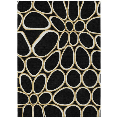 Elantra Black Washable Indoor-Outdoor Rug-Outdoor Rugs-LOOMLAN Rugs-2'6" x 3'10"-LOOMLAN