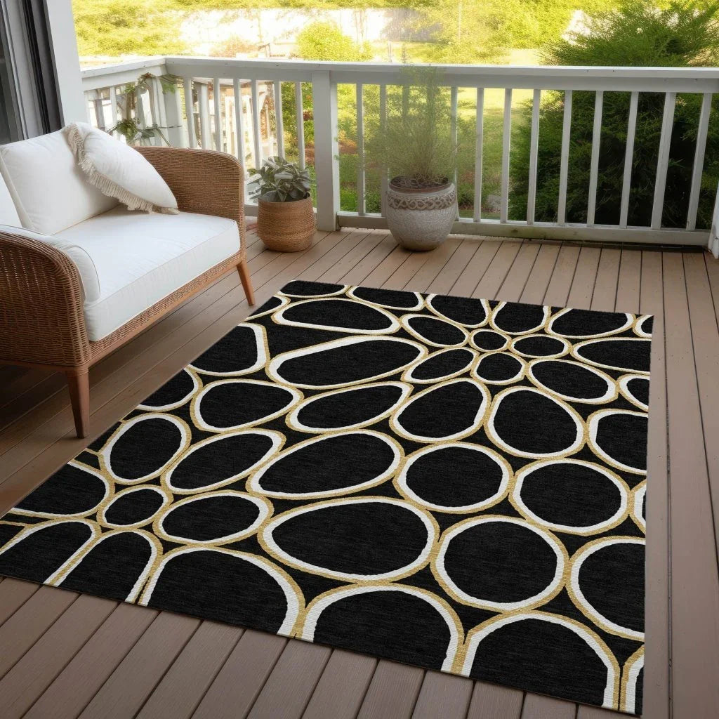 Elantra Black Washable Indoor-Outdoor Rug-Outdoor Rugs-LOOMLAN Rugs-LOOMLAN