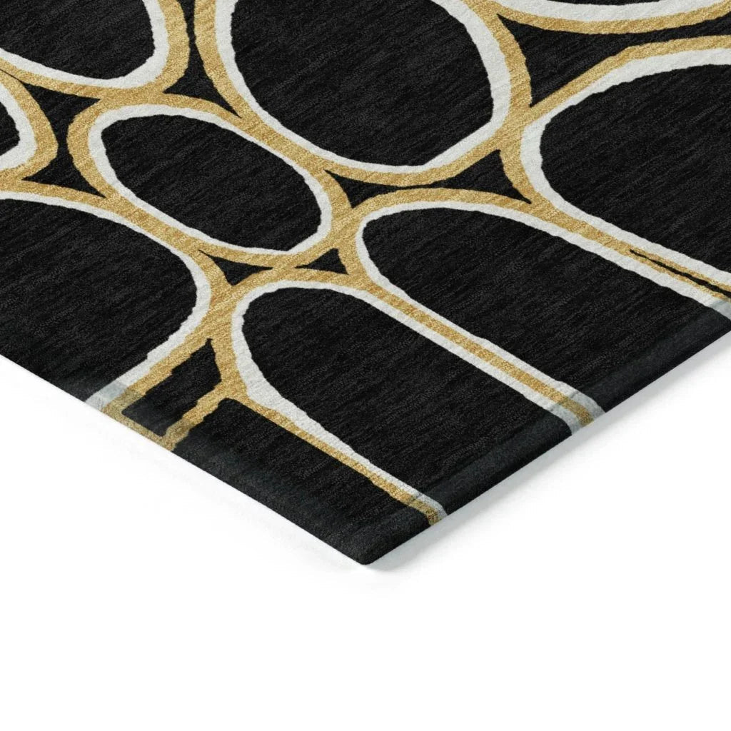 Elantra Black Washable Indoor-Outdoor Rug-Outdoor Rugs-LOOMLAN Rugs-LOOMLAN
