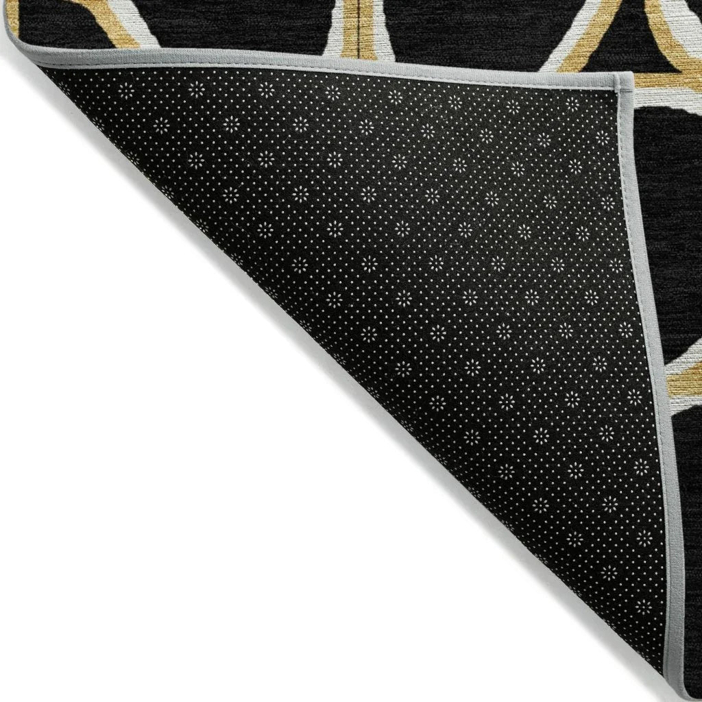 Elantra Black Washable Indoor-Outdoor Rug-Outdoor Rugs-LOOMLAN Rugs-LOOMLAN