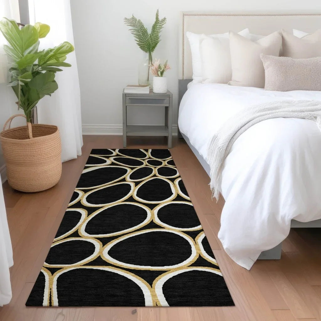 Elantra Black Washable Indoor-Outdoor Rug-Outdoor Rugs-LOOMLAN Rugs-LOOMLAN