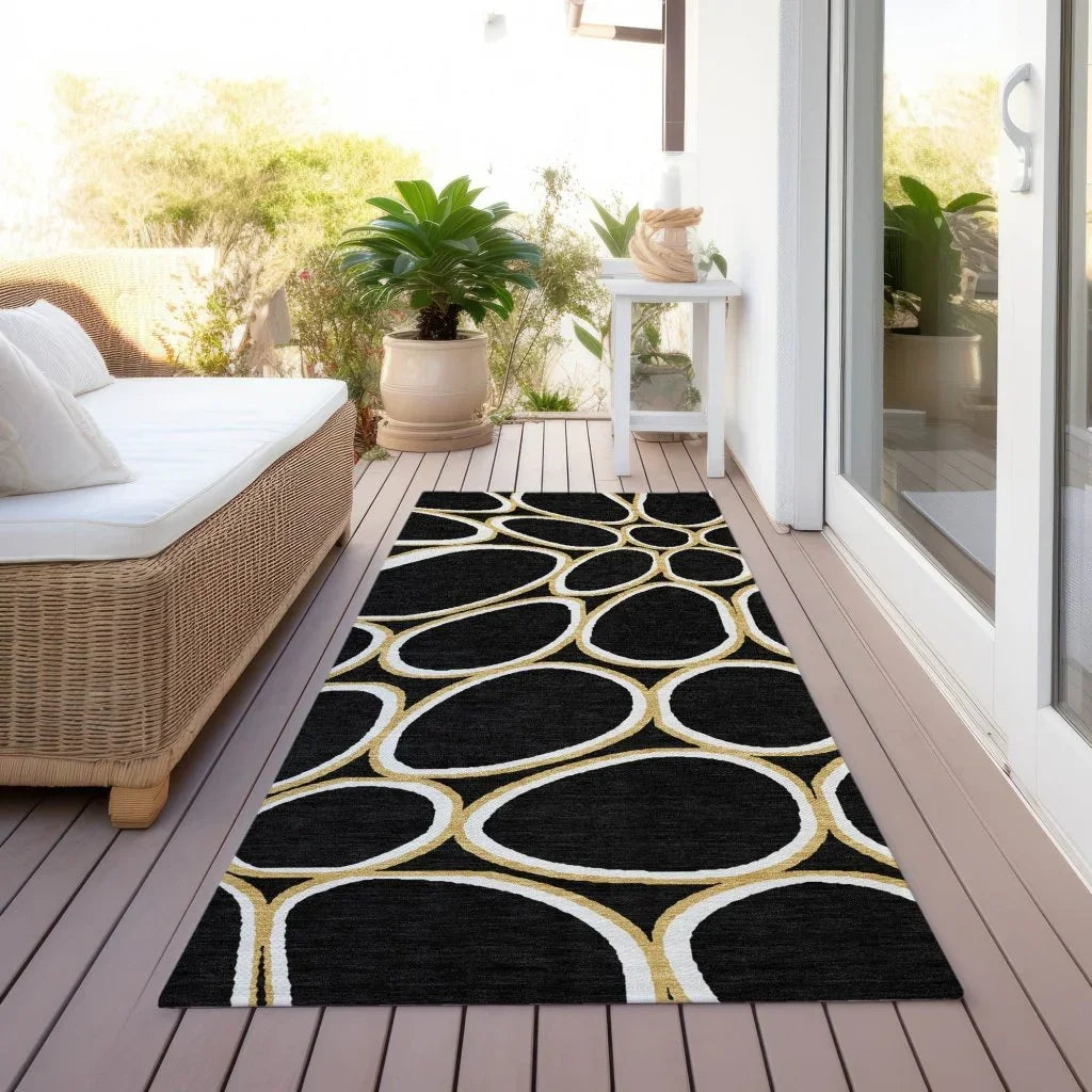 Elantra Black Washable Indoor-Outdoor Rug-Outdoor Rugs-LOOMLAN Rugs-LOOMLAN