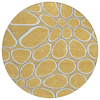 Elantra Gold Washable Indoor-Outdoor Rug-Outdoor Rugs-LOOMLAN Rugs-8' x 8'-LOOMLAN